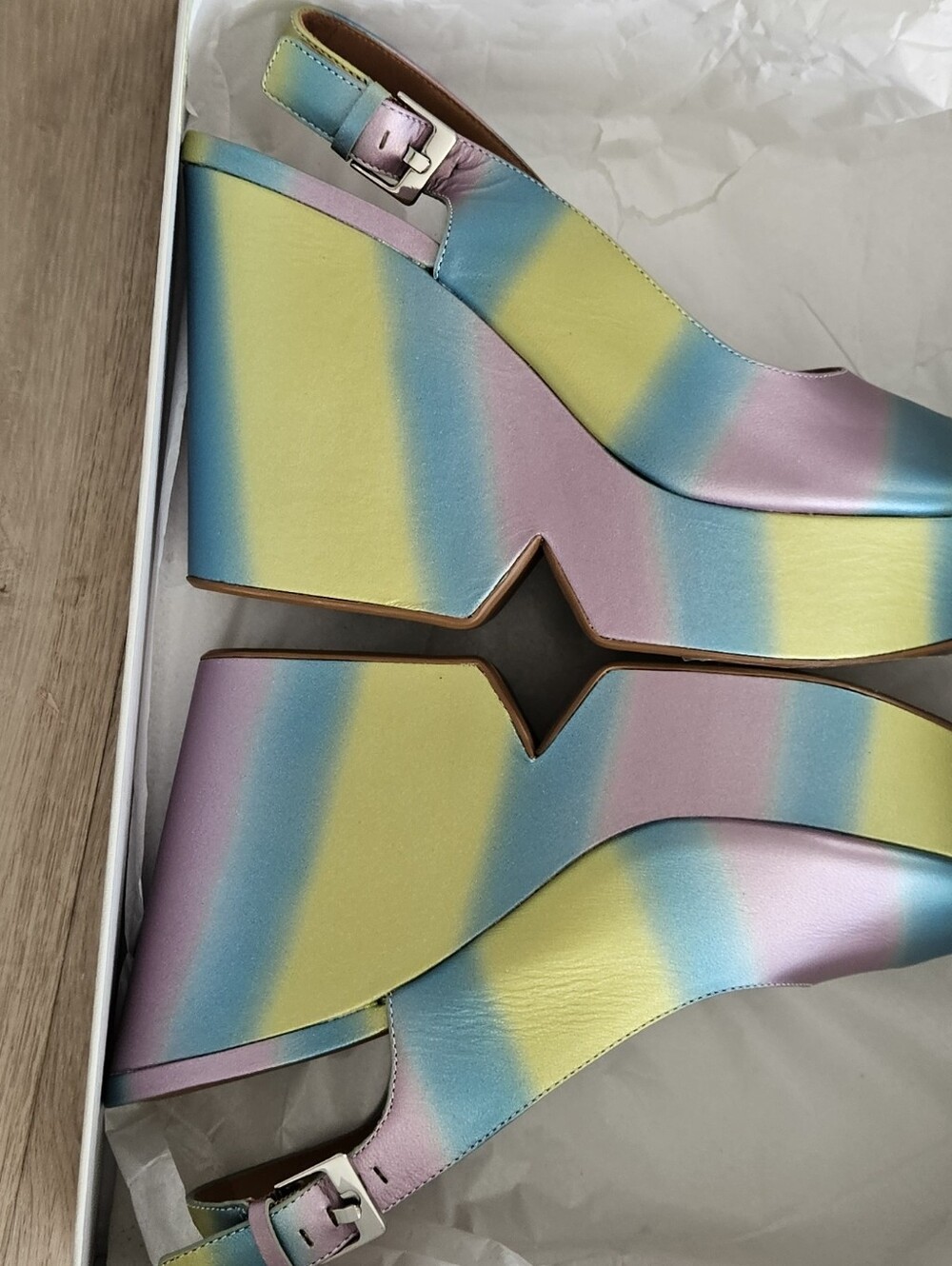 Peeptoe Platforms In Shimmery Rainbow - Picture 4 of 5